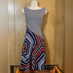 Cute Asymmetrical dress,Anthropologie Maeve,stripes/geo pattern,EUC M